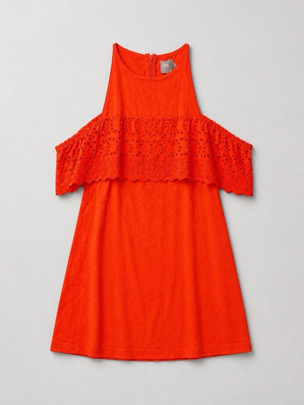 #103 ASOS Orange Eyelet Ruffle Mini Dress